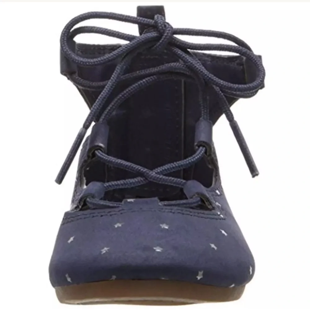 - Osh Kosh Sz 5 Toddler Star Print Navy Lace-Up Flats! NEW!